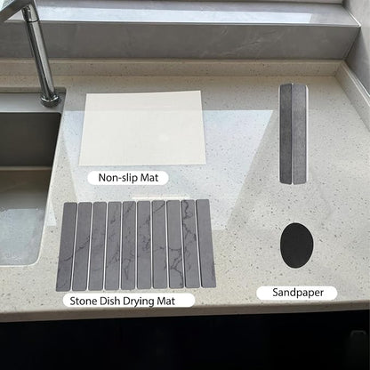 Stone Drying Mat for Kitchen Counter 24"×16", Large Dish Drying Mat - Image 4