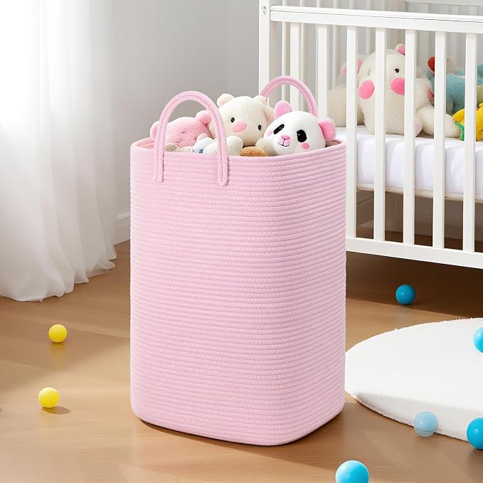 Laundry Basket, Woven Cotton Rope Laundry Hamper, 80L Versatile Storage - Image 6