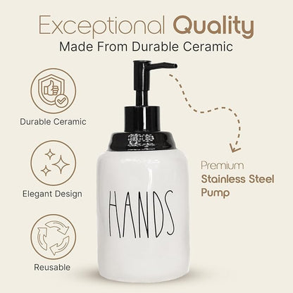 Modern Farmhouse Ceramic Dishes and Hands Soap Dispenser Set - Image 4