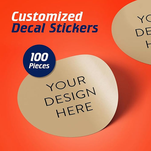 100 Custom Vinyl Stickers - Upload Your own Image, Text, Design, Logo - Personalized Logo Labels for Handmade, Packaging, Bottle, Jars, Candle, Brand Stickers (Brown, 4x4)