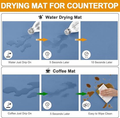 Dish Drying Mats for Kitchen Counter, Waterproof Coffee Mat for Countertop - Image 3