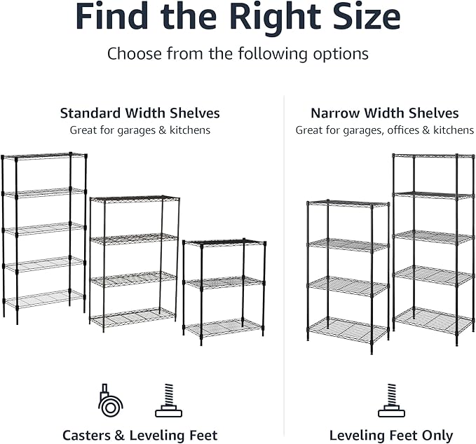 Amazon Basics 3-Shelf Adjustable Heavy Duty Steel Wire Rack Storage Shelving - Image 5