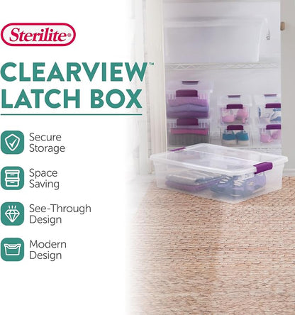Sterilite 6-Pack 32 Quart ClearView Latch Box, Stackable Organizer Bins - Image 2