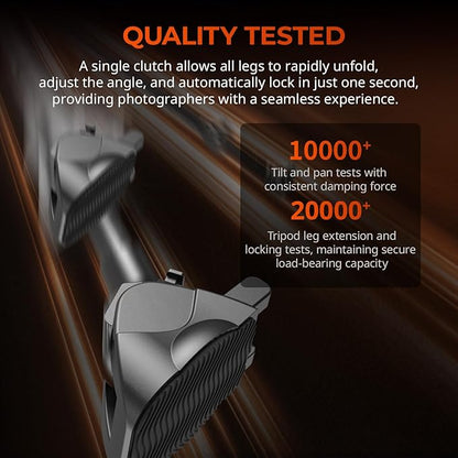 SmallRig x Potato Jet Tribex Hydraulic Carbon Fiber Tripod Fast Extend Camera Travel Tripod, Low Angle Photograph to 5.9in/15cm, Max Height 61in/155cm, Weight 5.7lbs, Load up 55lbs - 4858