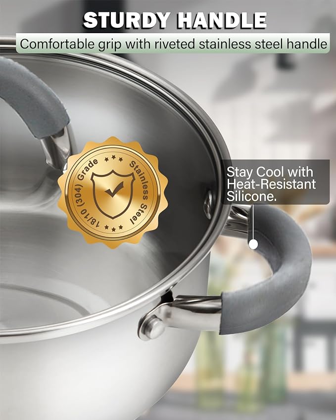 Cook N Home 5.5-Quart Sauce Pot Stainless Steel Stockpot - Image 9