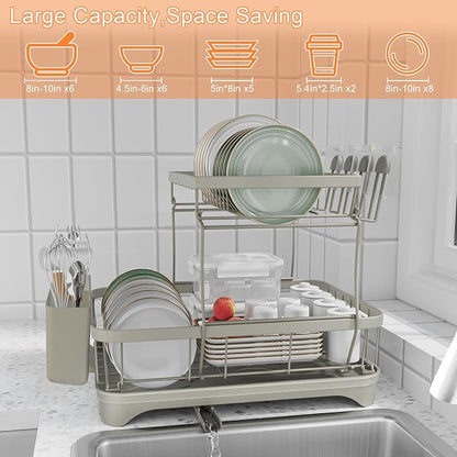Dish Drying Rack for Kitchen Counter, Two-Tier Dish Rack - Image 9