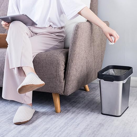 3 Pack Stainless Steel Trash Can 2 Gallon, Open Top Trash Can, Rectangle - Image 2