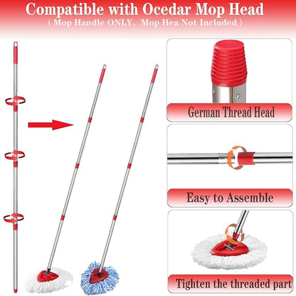 Spin Mop Replacement Handle, 4-Section 30-to-58 inch Mop Replacement Stick - Image 3