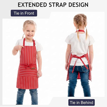 2 Pack Stripes Kids Apron, Kids Cooking Aprons - Image 3