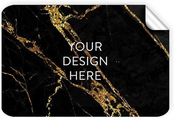 100 Custom Vinyl Stickers - Upload Your own Image, Text, Design, Logo - Personalized Logo Labels for Handmade, Packaging, Bottle, Jars, Candle, Brand Stickers (Black Gold Marble, 6x4)
