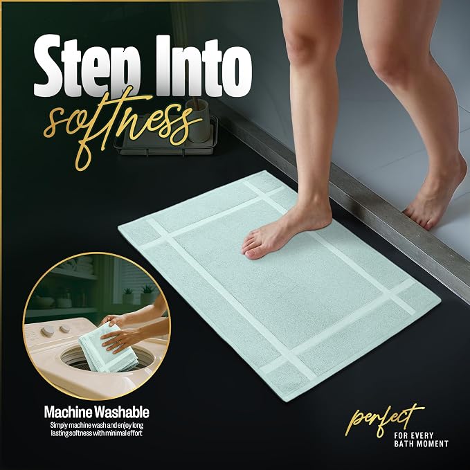 Pearl Linens Pack of 2 100% Cotton Bath Mat 18x25 inches, Soft & Absorbent - Image 8