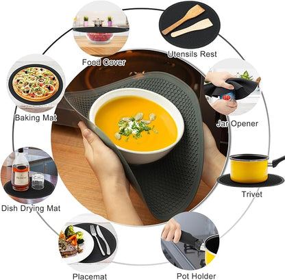 4 in 1, WENWELL 2 Microwave Splatter Cover & 2 Mat, Cooking Splash Guard - Image 9