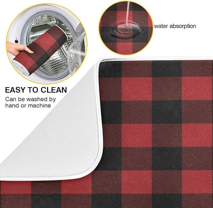 Red and Black Buffalo Plaid Dish Drying Mat 18x24 - Image 2