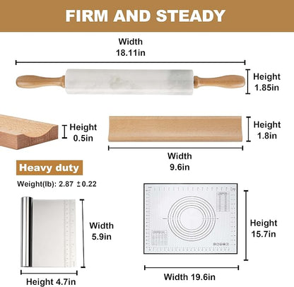 Koville African Natural Marble Rolling Pin, Non-Stick Polished Dough Roller - Image 2