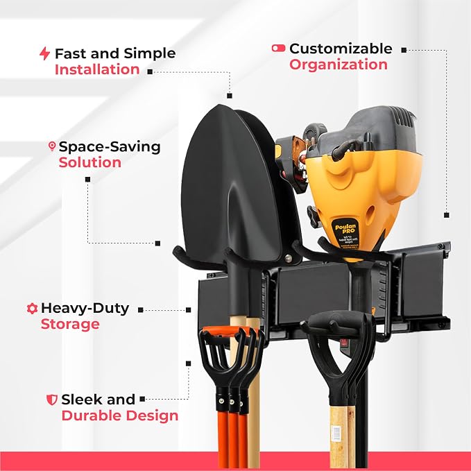 Garage Wall Organizer | 64" Heavy-Duty Tool Storage Rack | Adjustable - Image 2