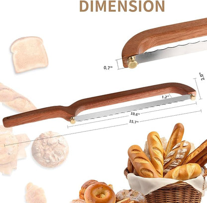 Uprichya Bread Knife for Homemade Bread Sourdough, Wooden Bread Bow Knife for - Image 2