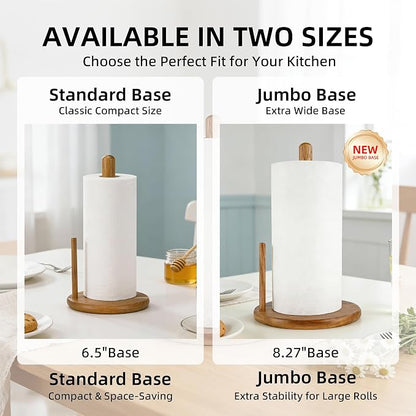 Jumbo Acacia Wood Paper Towel Holder – Large 8.27" Diameter Non-Slip Base - Image 2