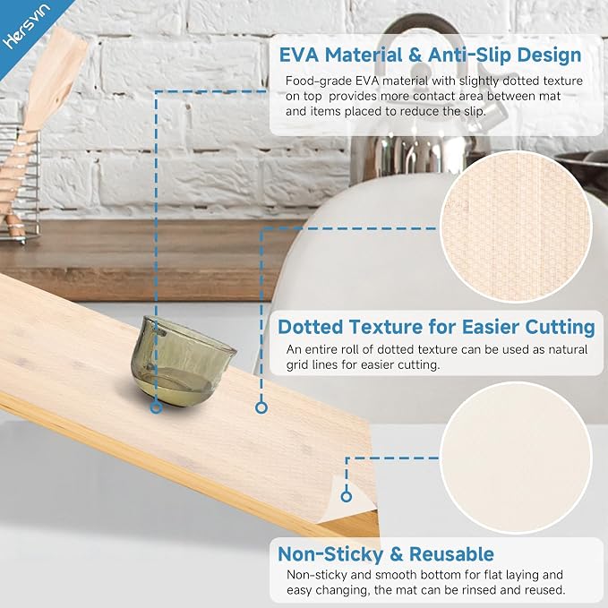 Shelf Liners 12 in x 20 ft EVA Drawer Mats, Non-Adhesive Cupboard Protector - Image 2
