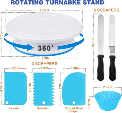 240PCS Cake Decorating Supplies Kits Cake Turntable, 100 Piping Bags 100 - Image 2