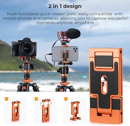 K&F Concept 68" Carbon Fiber Camera Tripod,Compact Tripods with Metal Ball Head,Quick Release Plate,Detachable Monopod 22lbs Load for DSLR Cellphone Tripods(SA255C1) D255C4+BH-28L