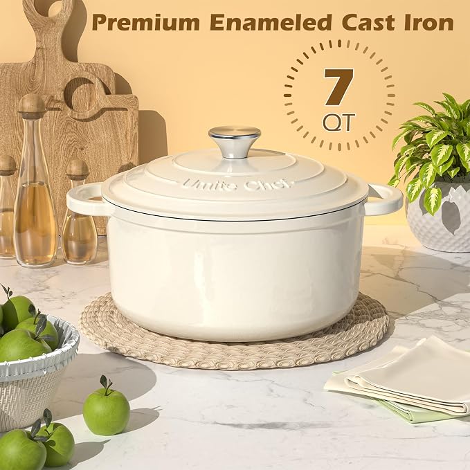 Umite Chef Enameled Cast Iron Dutch Oven-7QT Pot - Image 5