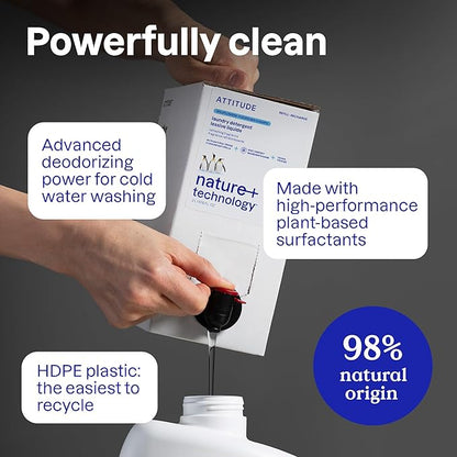 ATTITUDE Liquid Laundry Detergent, EWG Verified, HE Compatible, Plant-Based & - Image 4
