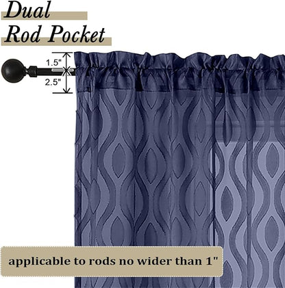 Aiyufeng Navy Curtains 45 Inch Length 2 Panels Set, Farmhouse Soft Airy - Image 4