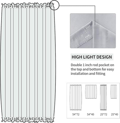 DWCN French Door Curtains – Rod Pocket Thermal Blackout Curtain - Image 3
