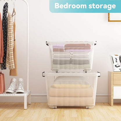 Nazhura 72 Quart Plastic Storage Bin, Stackable and Nestable Storage Boxes - Image 4