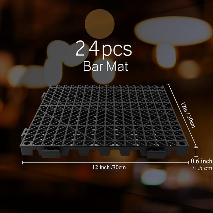 Tioncy 24 Pcs Bar Countertop Supplies Interlocking Mats 12 x 12 Inch Rubber - Image 2