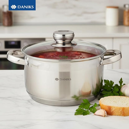 Daniks Standard 4 Quart Stainless Steel Stock Pot - Image 9