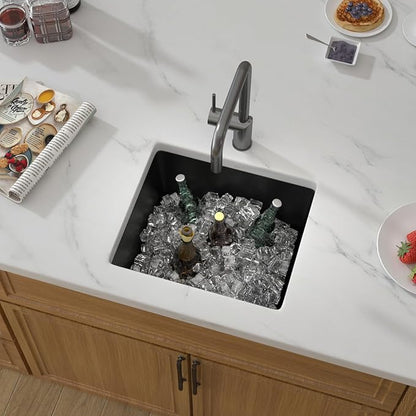 18 Granite Composite Bar Sink - Donsdey 18”×16” Undermount Granite Kitchen Sink Black Quartz Classic Composite Under Counter Single Bowl Bar Prep RV Sinks Basin