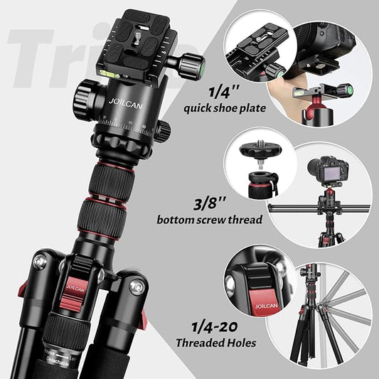 JOILCAN Tripod for Camera, 81" Aluminum Camera Tripod Monopod for DSLR, Heavy Duty Travel Tripods for Spotting Scope Binoculars Laser Level, Payload 35Lb