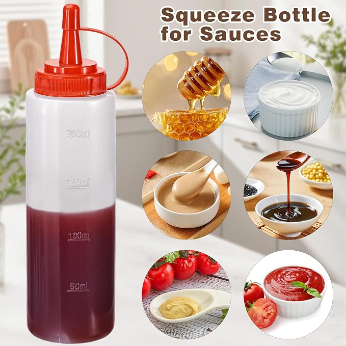 Condiment Squeeze Bottles Ketchup Dispenser, 6 Pack 8oz Squeeze Bottles - Image 5