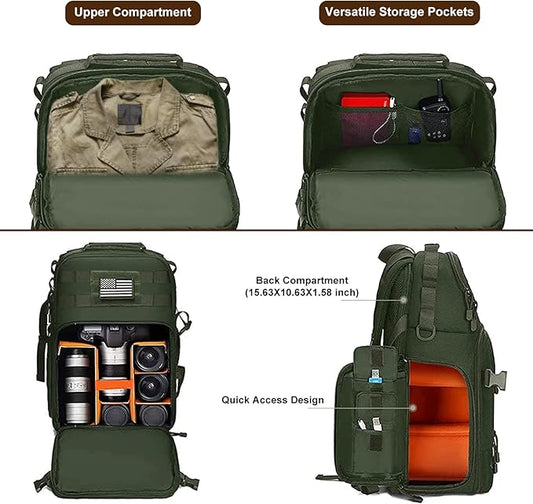 MOSISO Camera Backpack, DSLR/SLR/Mirrorless Tactical Camera Bag Case with Laptop Compartment Compatible with Canon/Nikon/Sony, Army Green