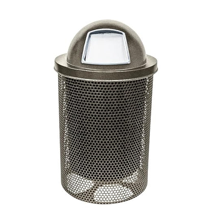COATEDOUTDOORFURNITURE 32-Gallon Heavy-Duty Punched Steel Round Trash Receptacle by CoatedOutdoorFurniture
