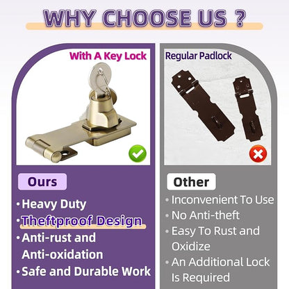 Alise Keyed Hasp Lock, 3 Inch Safety Packlock Clasp Hasp Lock Latch - Image 10