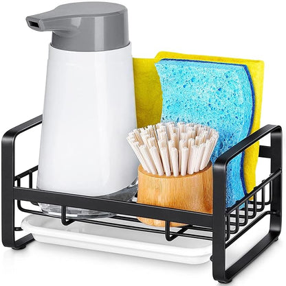 HULISEN Kitchen Sink Sponge Holder, 304 Stainless Steel Kitchen Soap Dispenser - Image 9