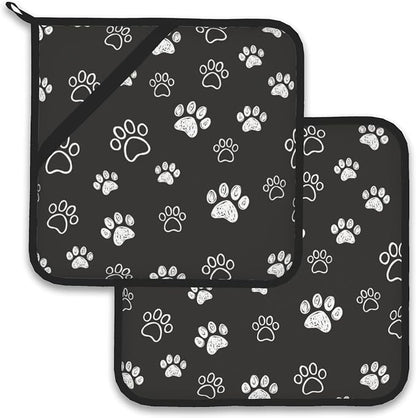 Cute Cat Dog Paw Pot Holder Set of 2, Heat Resistant Potholders Oven Hot Pads by Larkverk
