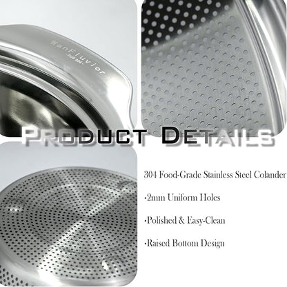 2 PCS Stainless Steel Colander, 3.5 QT 18/8 Stainless Steel Strainer, Colander - Image 3