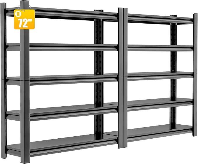 72" Heavy Duty Garage Shelving, 2 Pieces 5 Tier Adjustable Metal Shelves by HzdbhdGarageShelving