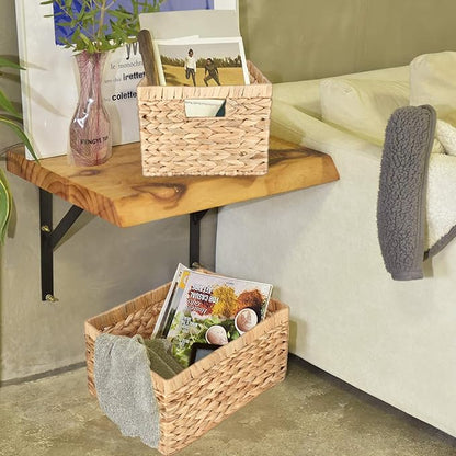 Water Hyacinth Wicker Baskets for Organizing, Rectangular Wicker Baskets - Image 4