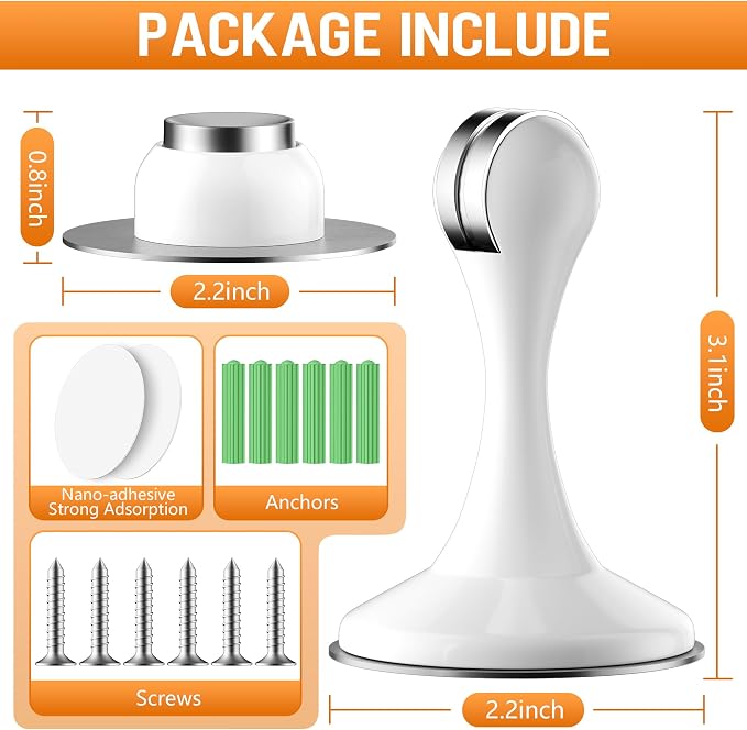 Crosize Magnetic Door Stoppers 6 Pack, Stainless Steel Door Catch - Image 3