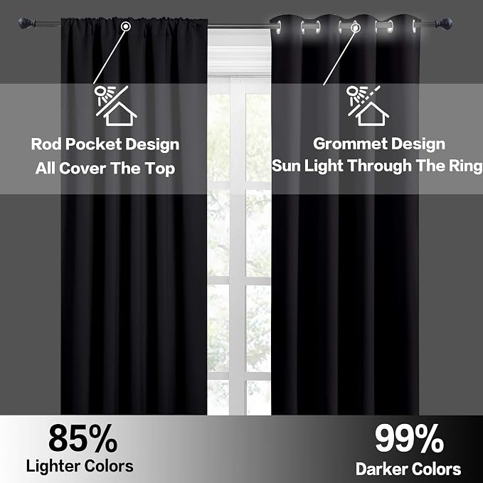 RYB HOME Blackout Curtains 84 inches Long 2 Panels Set - Image 6