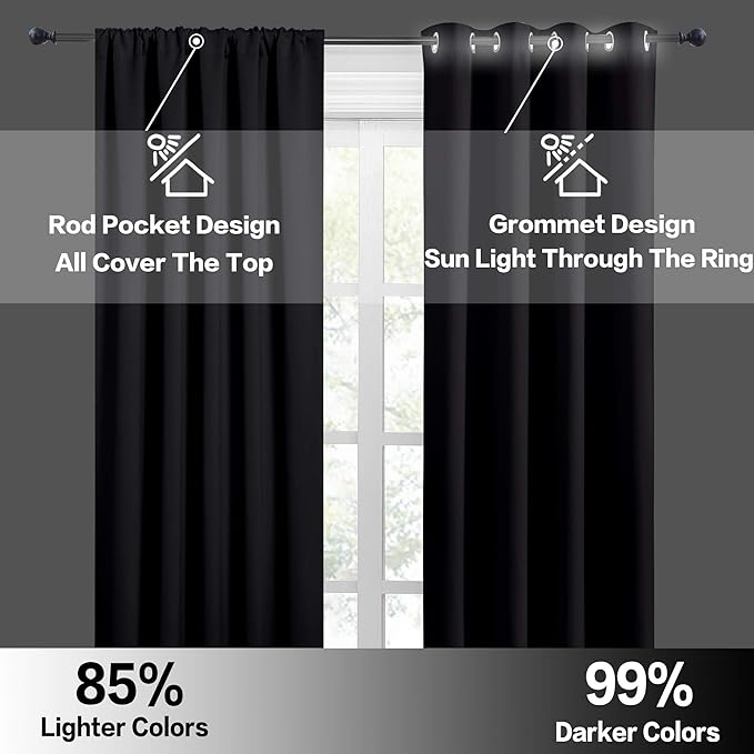 RYB HOME Black Blackout Curtains - Image 5