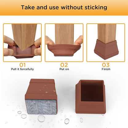 16 PCS Square Chair Leg Floor Protector, Silicone Chair Leg Cover, Furniture - Image 4