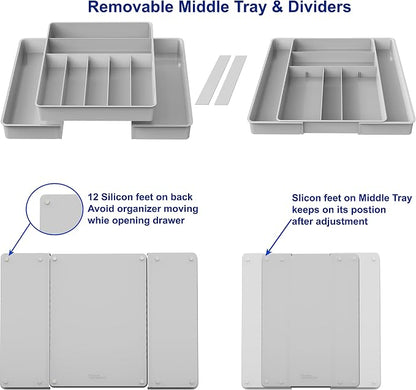 Simple Houseware Expandable Kitchen Drawer Flatware Organizer - Image 3