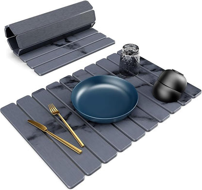 Large Stone Dish Drying Mat for Kitchen Counter, Collapsible Quick Dry Stone by Incenseburner