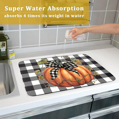 Fall Drying Mats for Kitchen Counter Fall Pumpkin Dish Drying Mat 18 x 24 Inch - Image 7