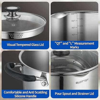 SLOTTET 6 Quart Stainless Steel Stock Pot - Image 4